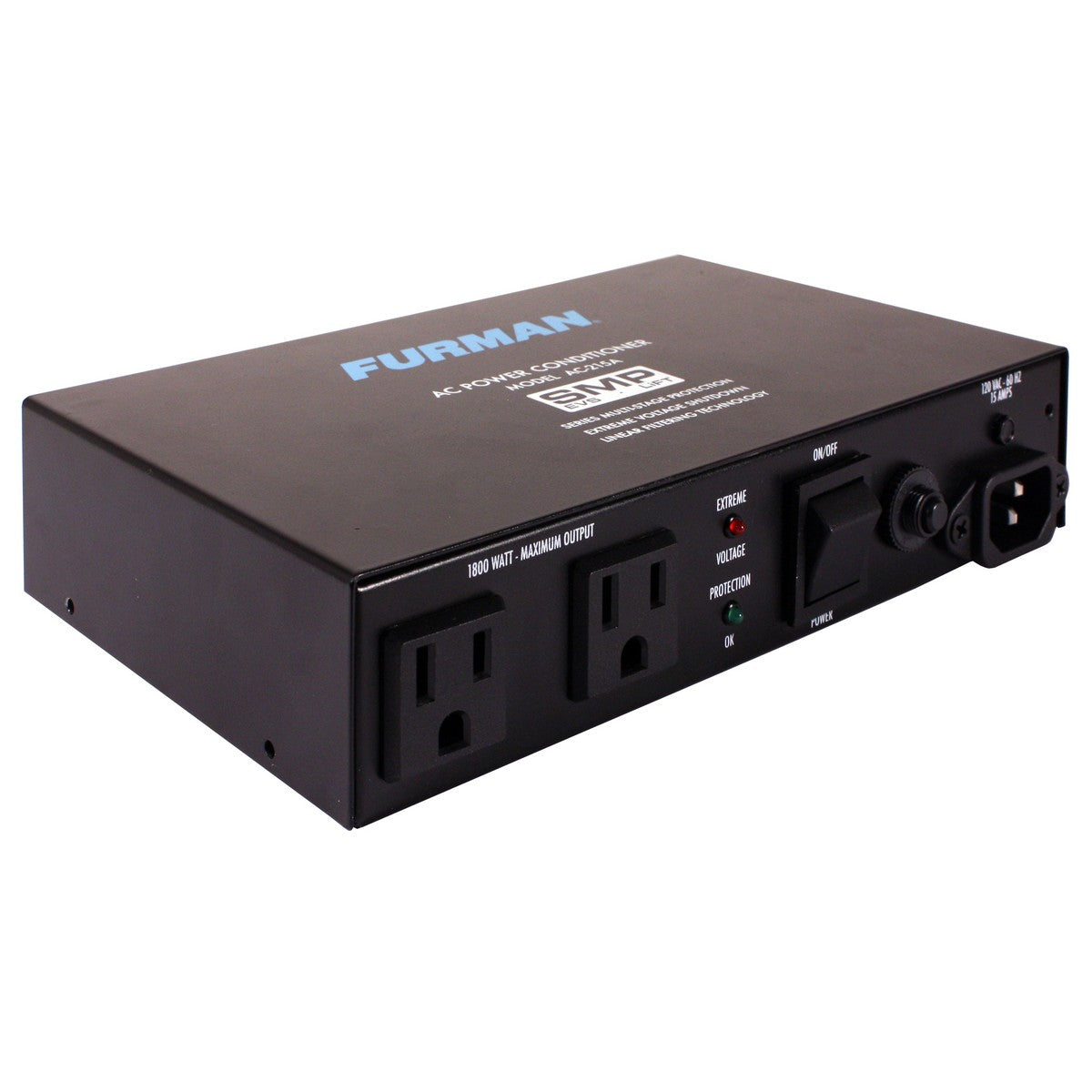 Furman AC-215A | 15A Advanced Power Conditioner 2 Outlets SMP with Auto Reset EVS 3.3 Feet Cord