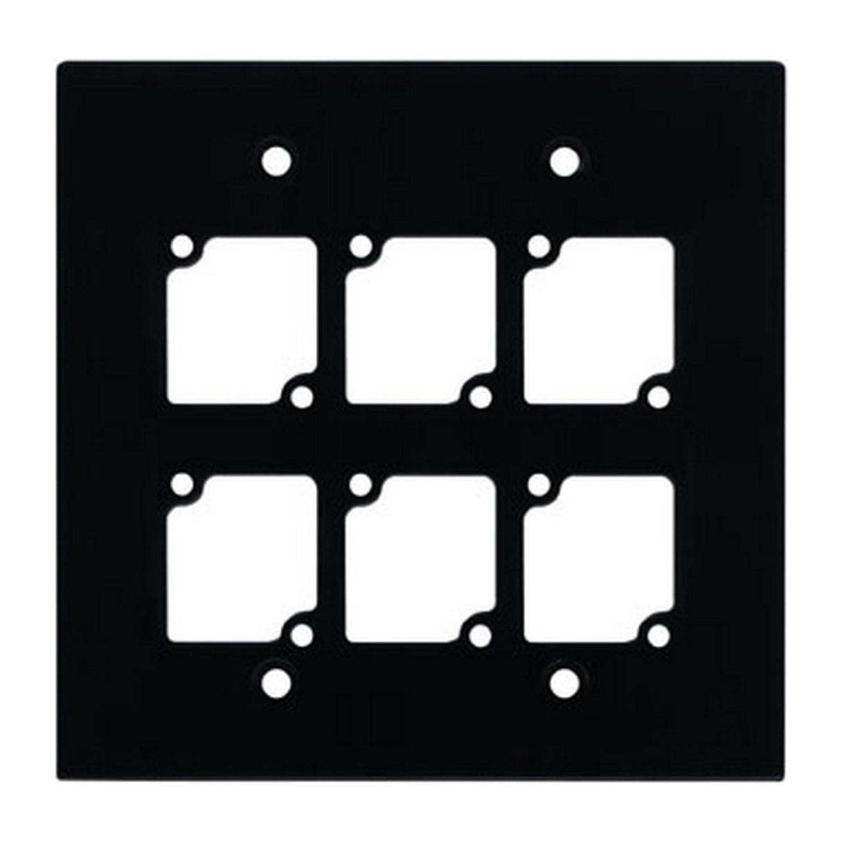 Ace Backstage Co. WP-206 Double Gang Aluminum Wall Panel for 6 CONNECTRIX Black