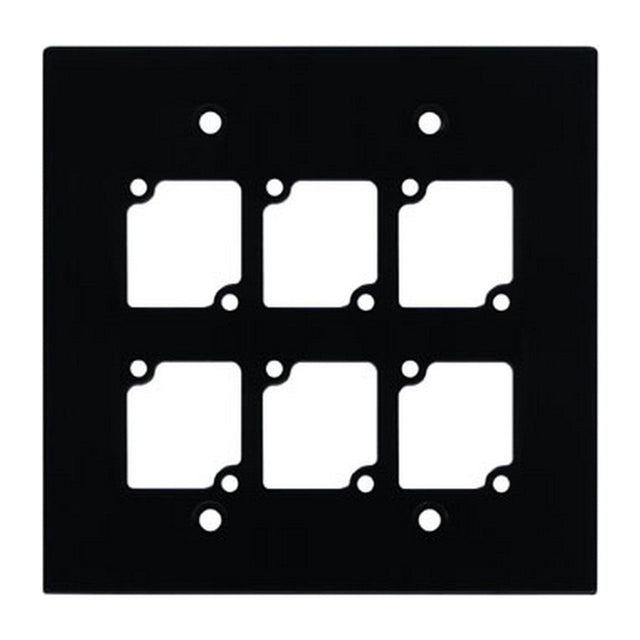Ace Backstage Co. WP-206 Double Gang Aluminum Wall Panel for 6 CONNECTRIX Black