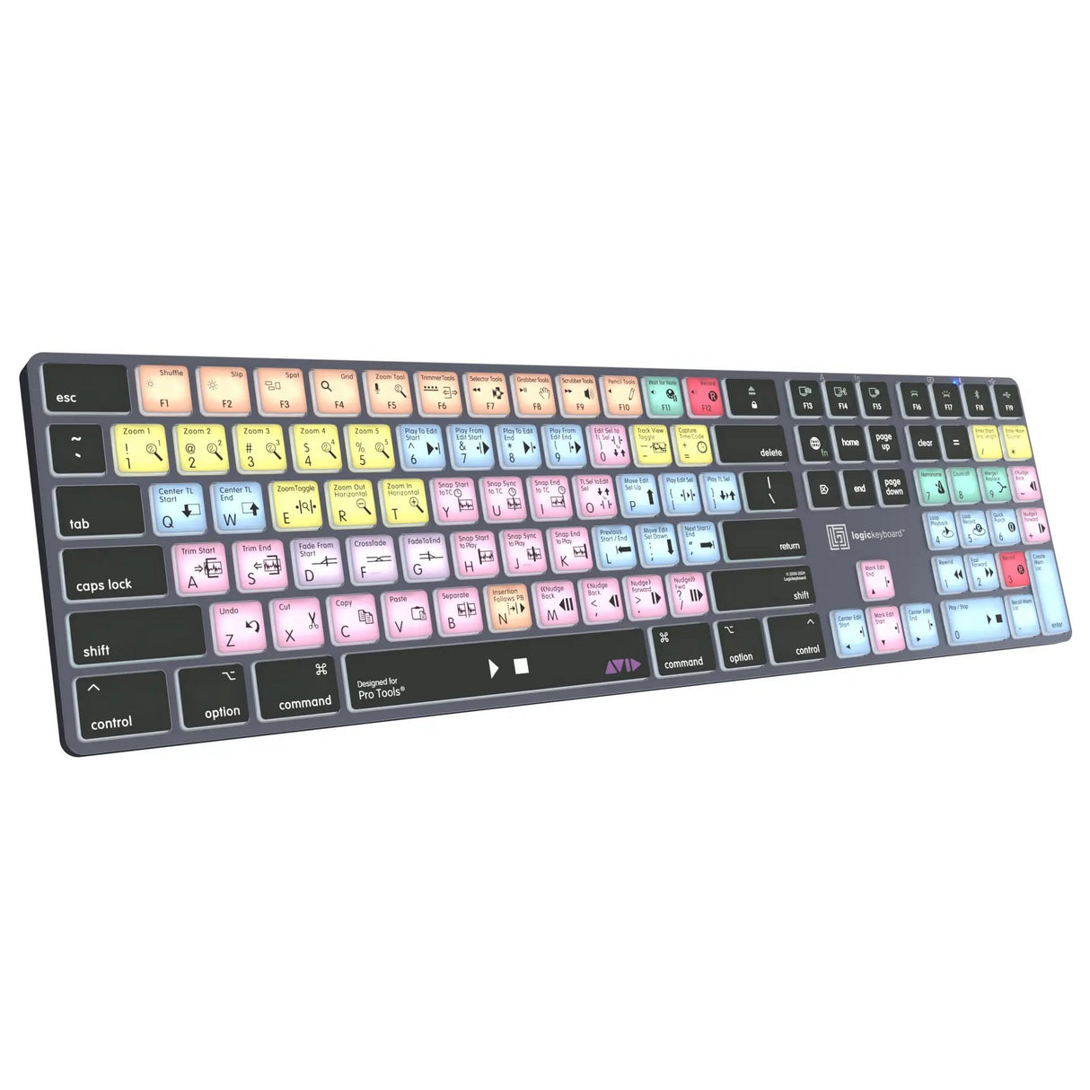 Logickeyboard Titan Wireless Backlit Shortcut Mac Keyboard for Avid Pro Tools