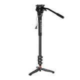 E-Image MC600 + 610FH 4 Stage Carbon Fiber Monopod with Fluid Head