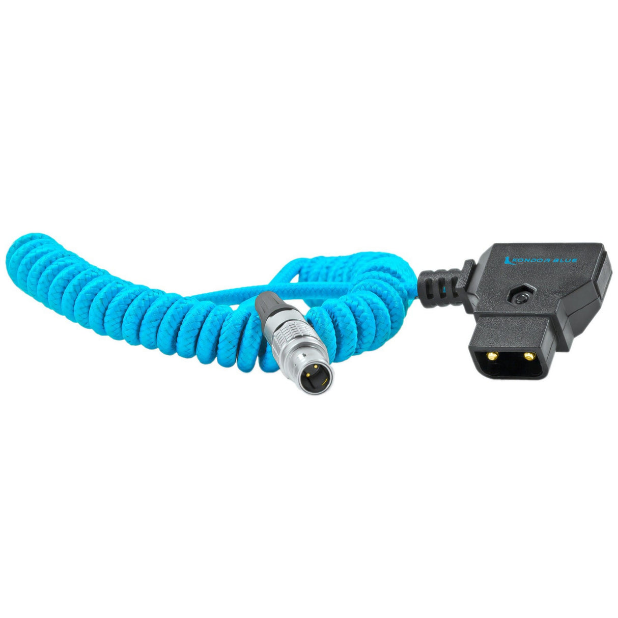 Kondor Blue Coiled D-Tap to LEMO 2 Pin 0B Male Power Cable for Zcam /Teradek