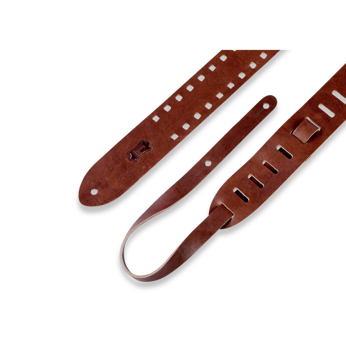 Levy's Square Punch Out Premier Guitar Strap, Brown