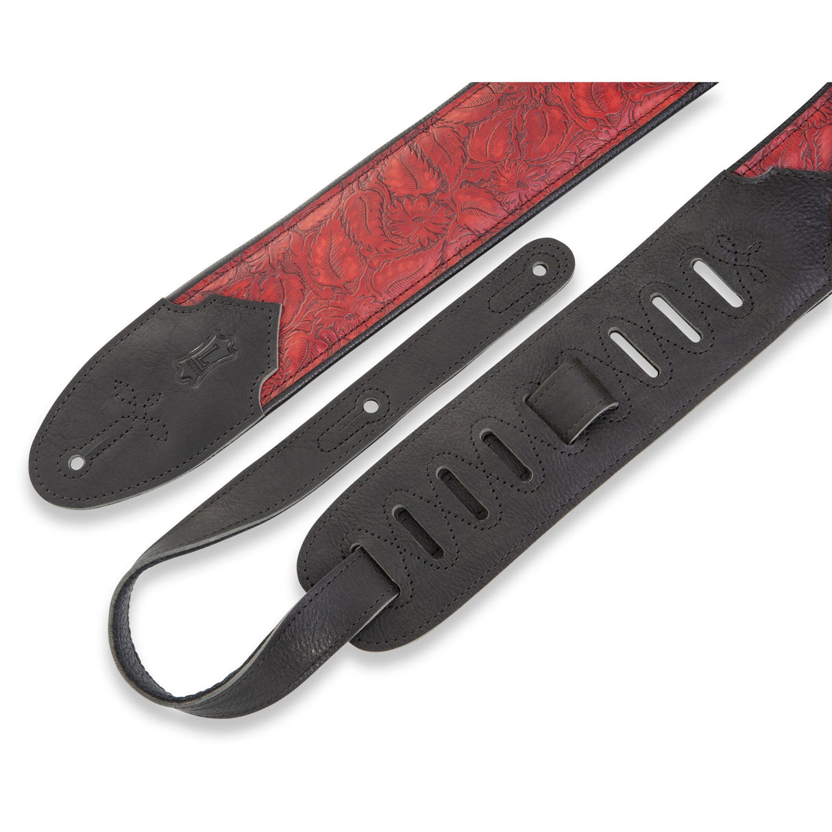 Levy's Sundance Line Geranium Merlot Guitar Strap, Red, Black