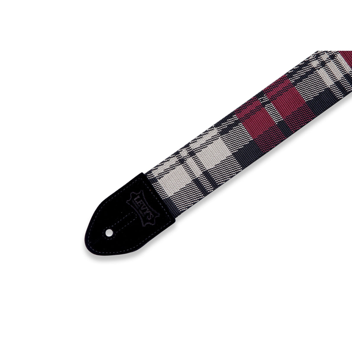 Levy's Garnet Plaid Poly Guitar Strap, Red, Cream, Black