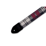 Levy's Garnet Plaid Poly Guitar Strap, Red, Cream, Black