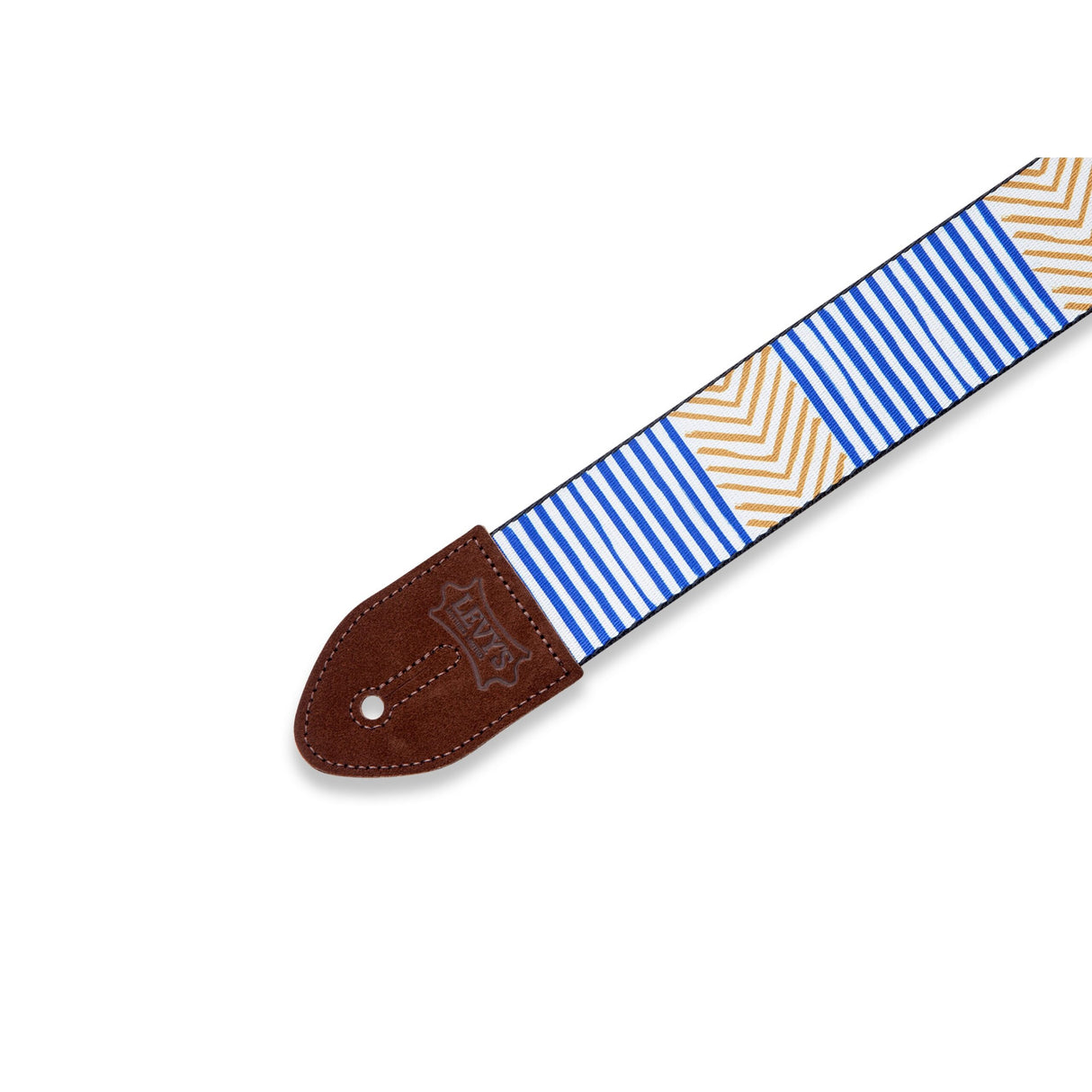 Levy's Tribal Chevron Guitar Strap, White, Blue, Gold