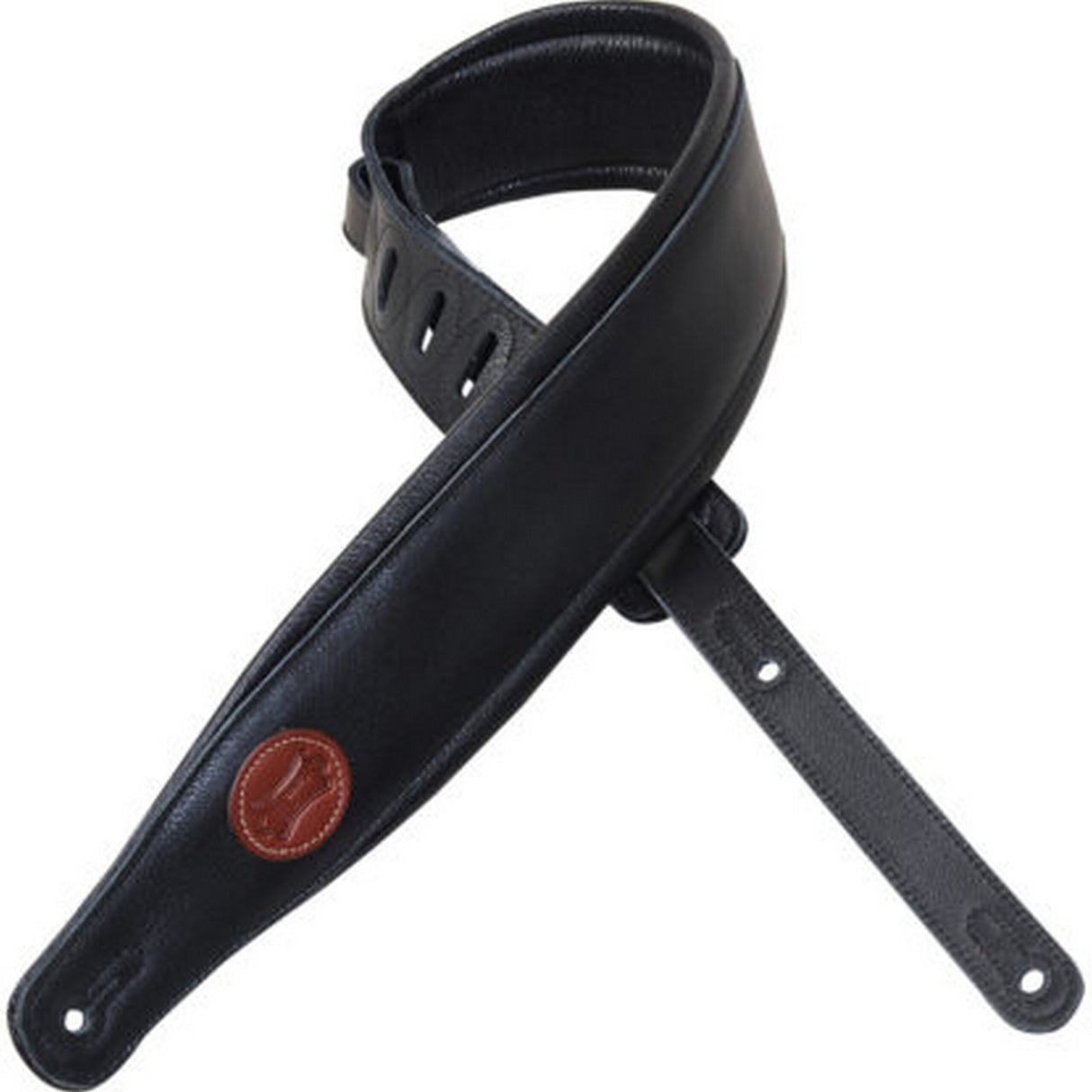 Levy's 3-Inch Signature Series Garment Leather Guitar Strap, Black