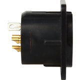 Neutrik NC3MD-L-B-1 3-Pin XLR Male Panel/Chassis Mount Connector, Solder Cups, Black/Gold