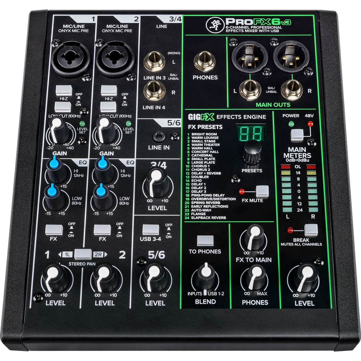 Mackie ProFX6v3 6-Channel Professional Effects Mixer with USB (Used)