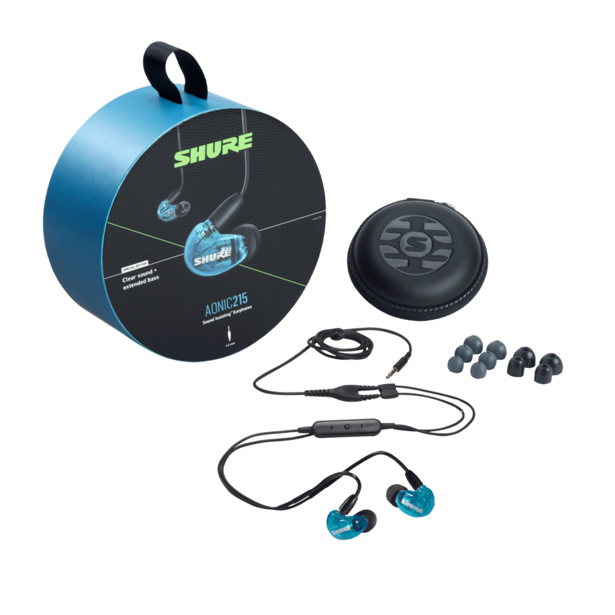 Shure AONIC 215 SE215DYBL+UNI Wired Sound Isolating In-Ear Headphone, Blue