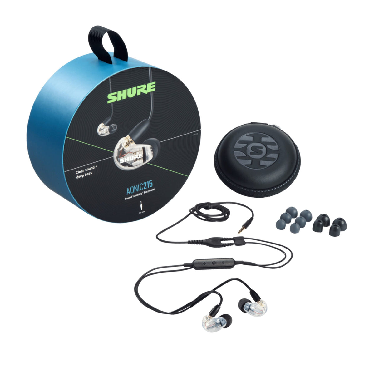 Shure AONIC 215 SE215DYCL+UNI Wired Sound Isolating In-Ear Headphone, Clear