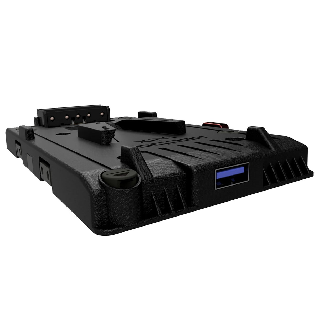 HEDBOX UNIX-1BL | V-Lock Mount Adapter Battery Power Plate with 2-Pin Push Pull FHG.1B.302 Male Right Angle Connector