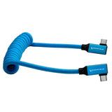 Kondor Blue 12-24-Inch Coiled USB-C Right Angle Braided Cable, Blue