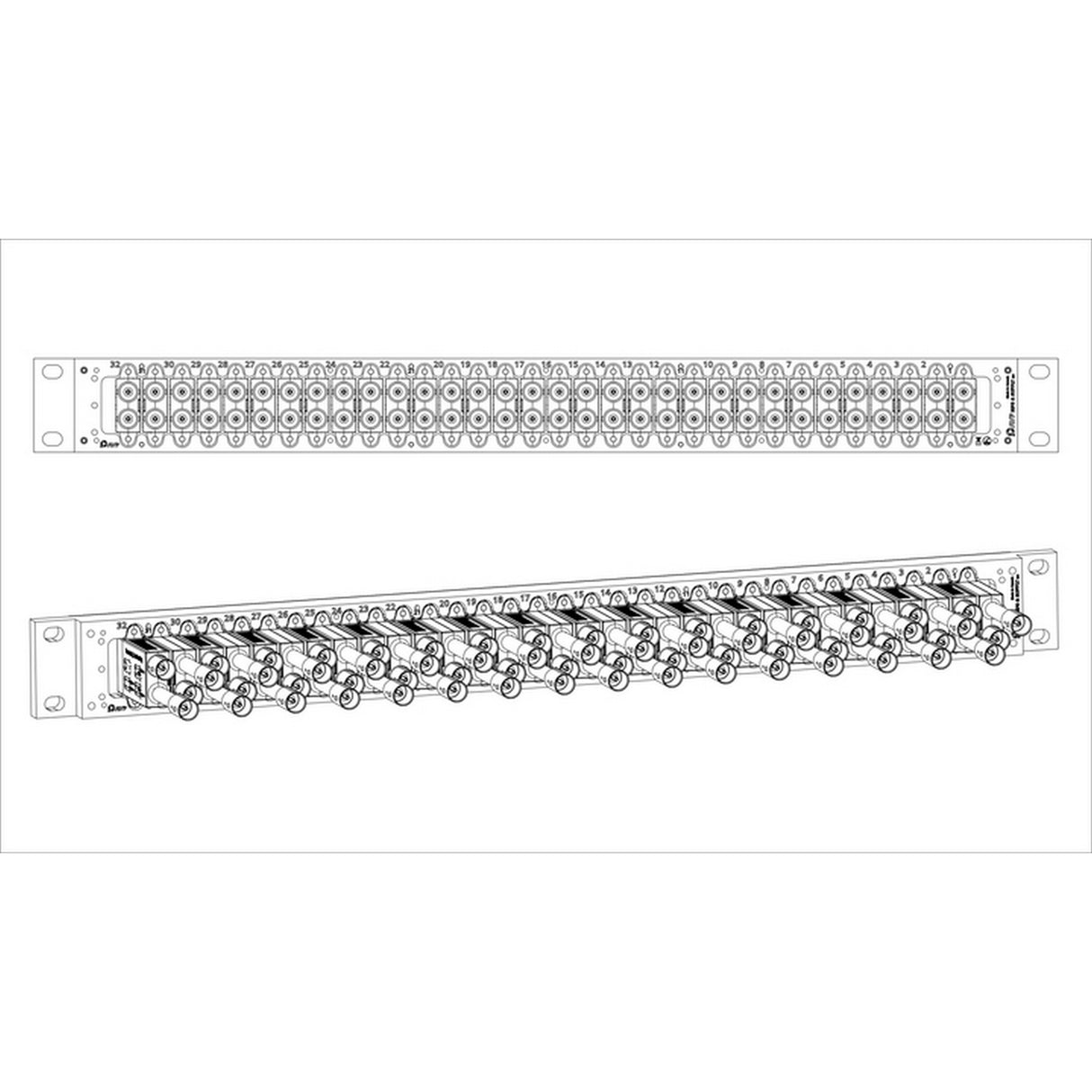 AVP D232E1-AMN75-BZ 1 RU Midsize Mini-WECO Video Patch Panel, 2 x 32 –  AVLGEAR