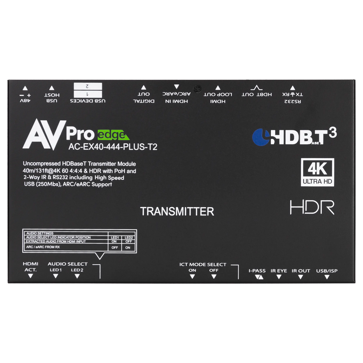 AVPro Edge AC-EX40-444-PLUS-KIT 18Gbps HDBaseT Extender Kit with USB Extension