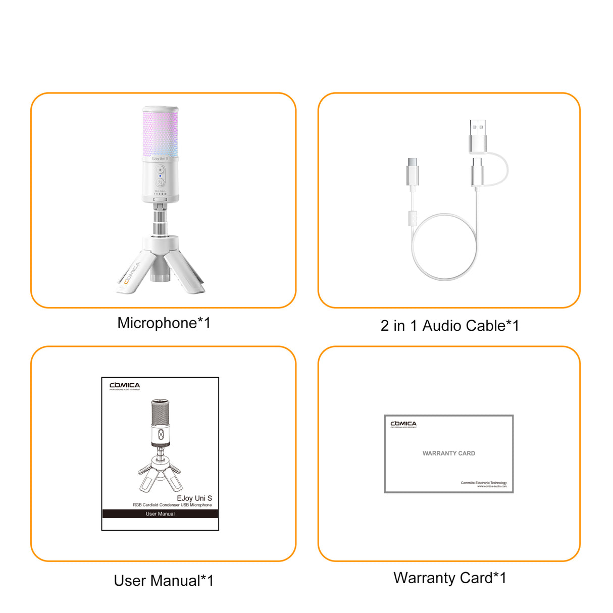 Comica EJoy Uni S RGB Cardioid Condenser USB Microphone