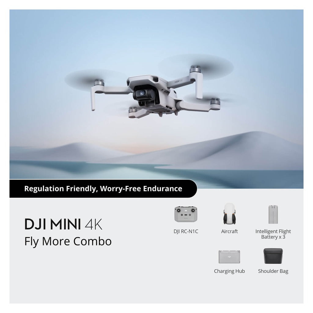DJI Mini 4K Fly More Combo, Under 249g 4K Camera Drone with 3 Batteries