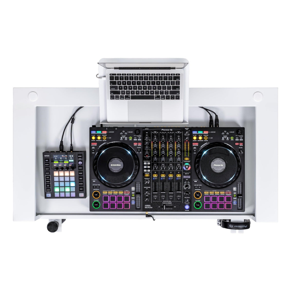 Headliner HL30001 Malibu Portable DJ Booth with Padded Bags, White