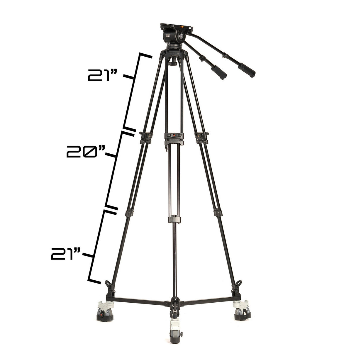 Ikan EG20A2D 2-Stage Aluminum 100mm Fluid Head Tripod and Dolly Kit with Counterbalance
