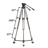 Ikan EG20A2D 2-Stage Aluminum 100mm Fluid Head Tripod and Dolly Kit with Counterbalance