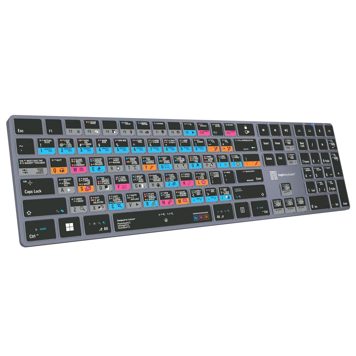 Logickeyboard TITAN Wireless Backlit Keyboard for Adobe Graphic Designer, US Windows