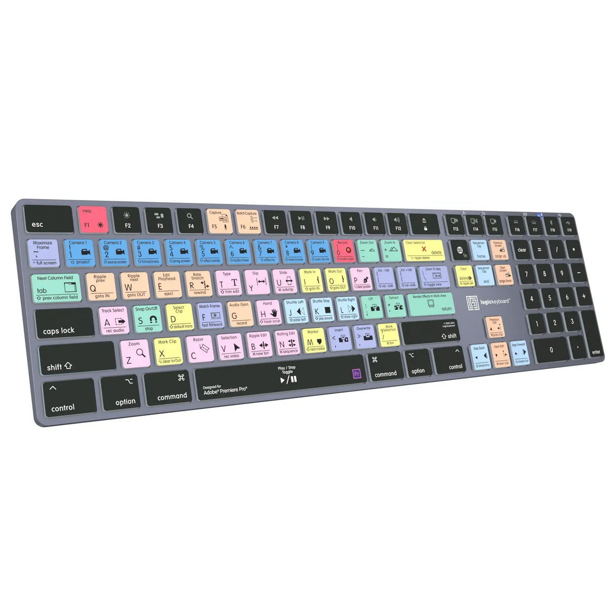 Logickeyboard Titan Wireless Backlit Shortcut Mac Keyboard for Adobe Premiere Pro CC