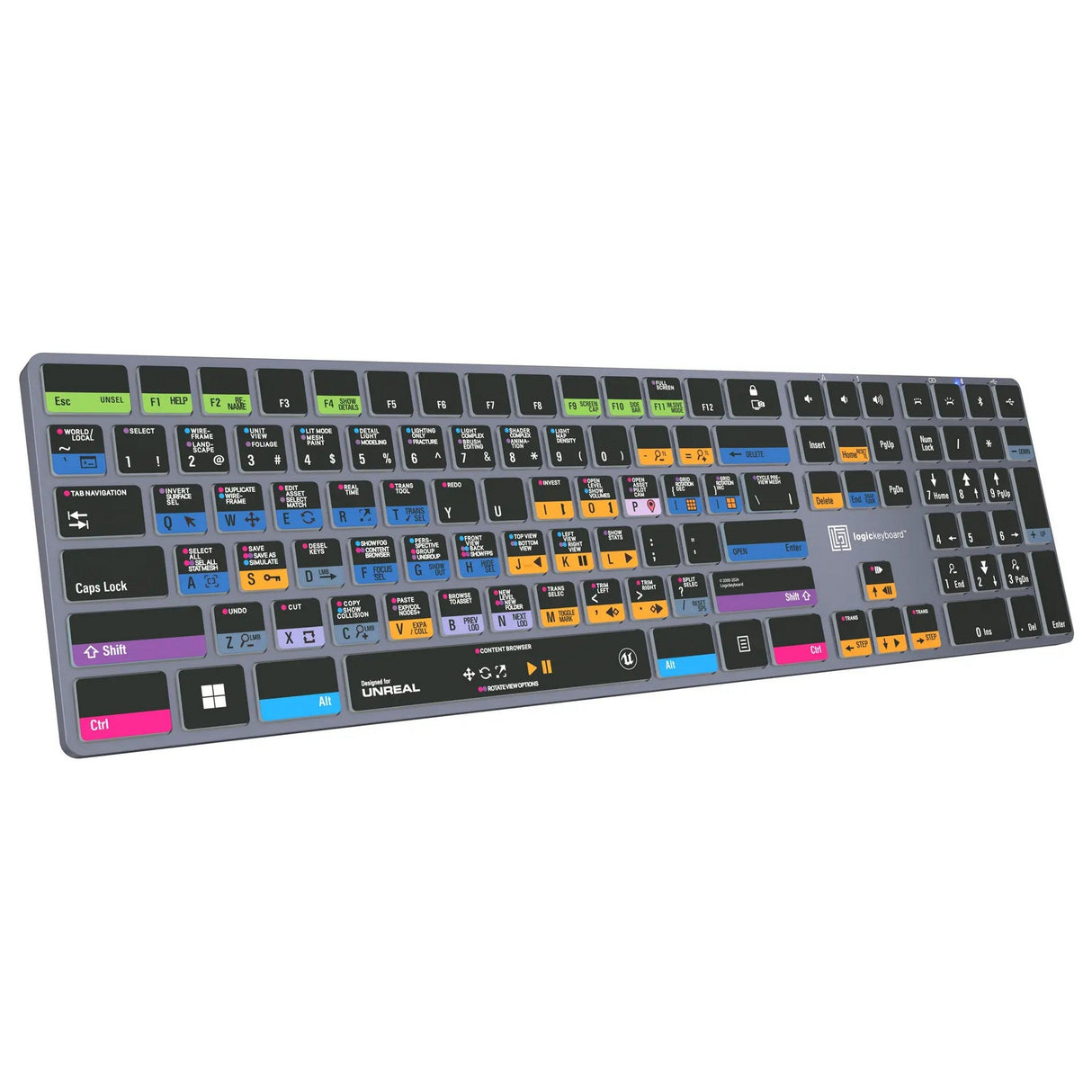 Logickeyboard TITAN Wireless Backlit Keyboard for Unreal Engine, US Windows