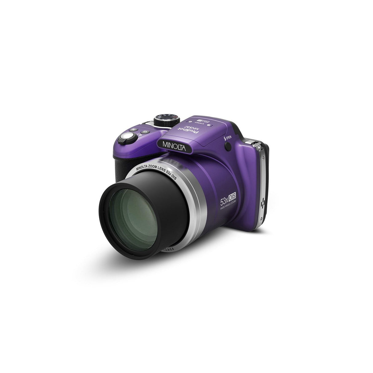 Minolta MN53Z 16 MP HD Bridge Digital Camera with 53x Optical Zoom Purple