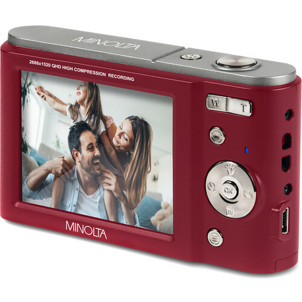 Minolta MND20 44 MP 2.7K Ultra HD Digital Camera, Red