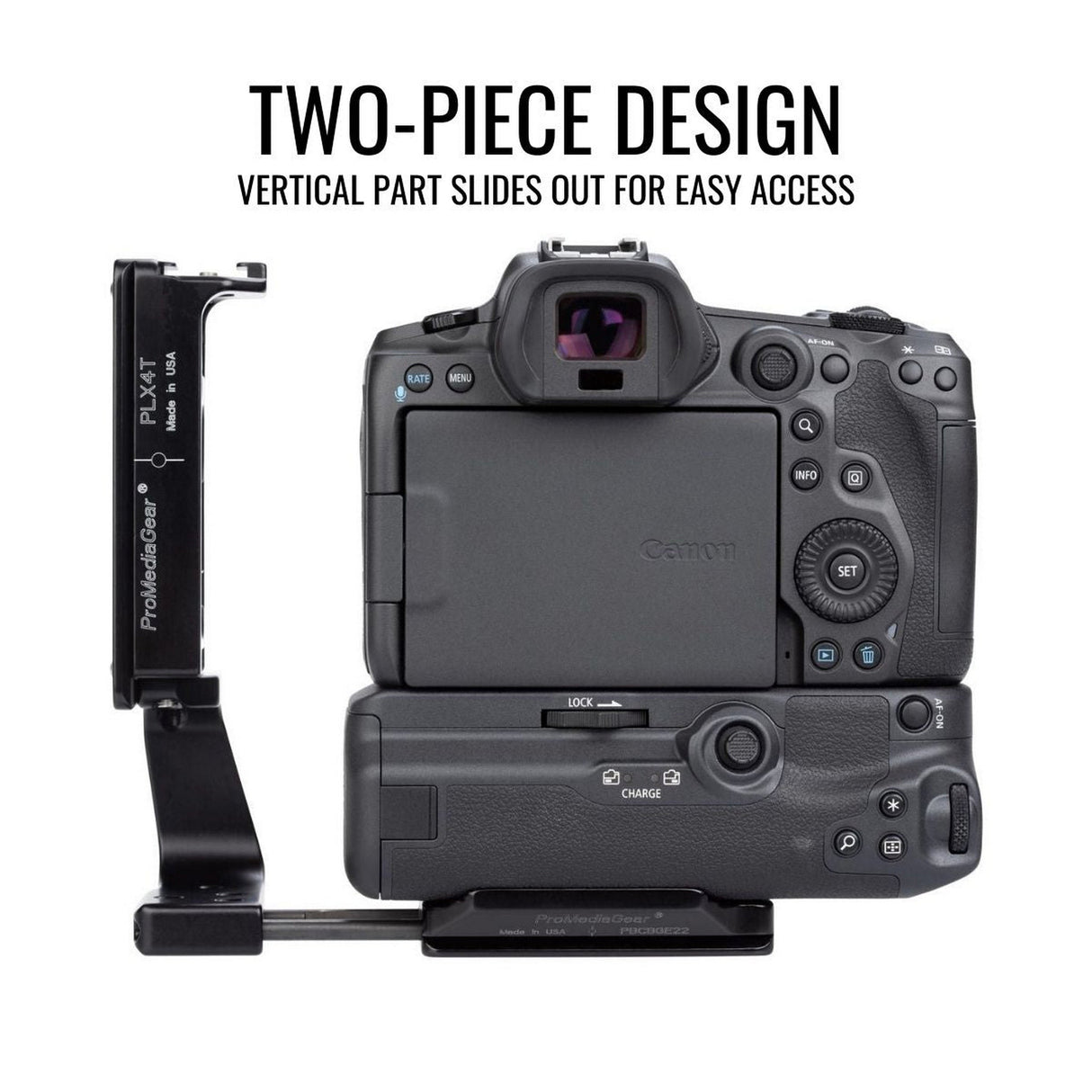 ProMediaGear PLCBGR10 Arca-Swiss L-Bracket for Canon R5 / R6 / R5 Mark II / R6 Mark II with BG-R10 BG-R20 Grip