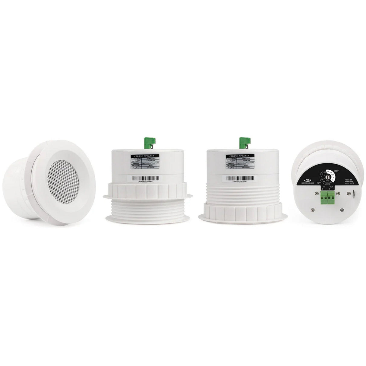 Pure Resonance Audio Waiting Room Sound System with (4) C3 Ceiling Speakers and MA30BT Bluetooth Mixer Amplifier