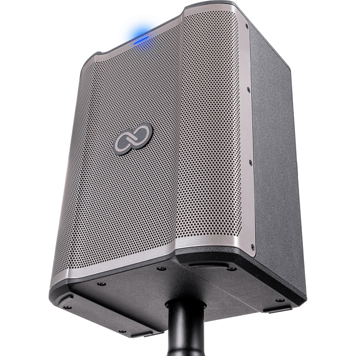 Alto Professional Sheeran Busker Special Edition portable PA speaker in titanium gray grille with Sheeran Infinity badge, 200W battery-powered for busking and live performance