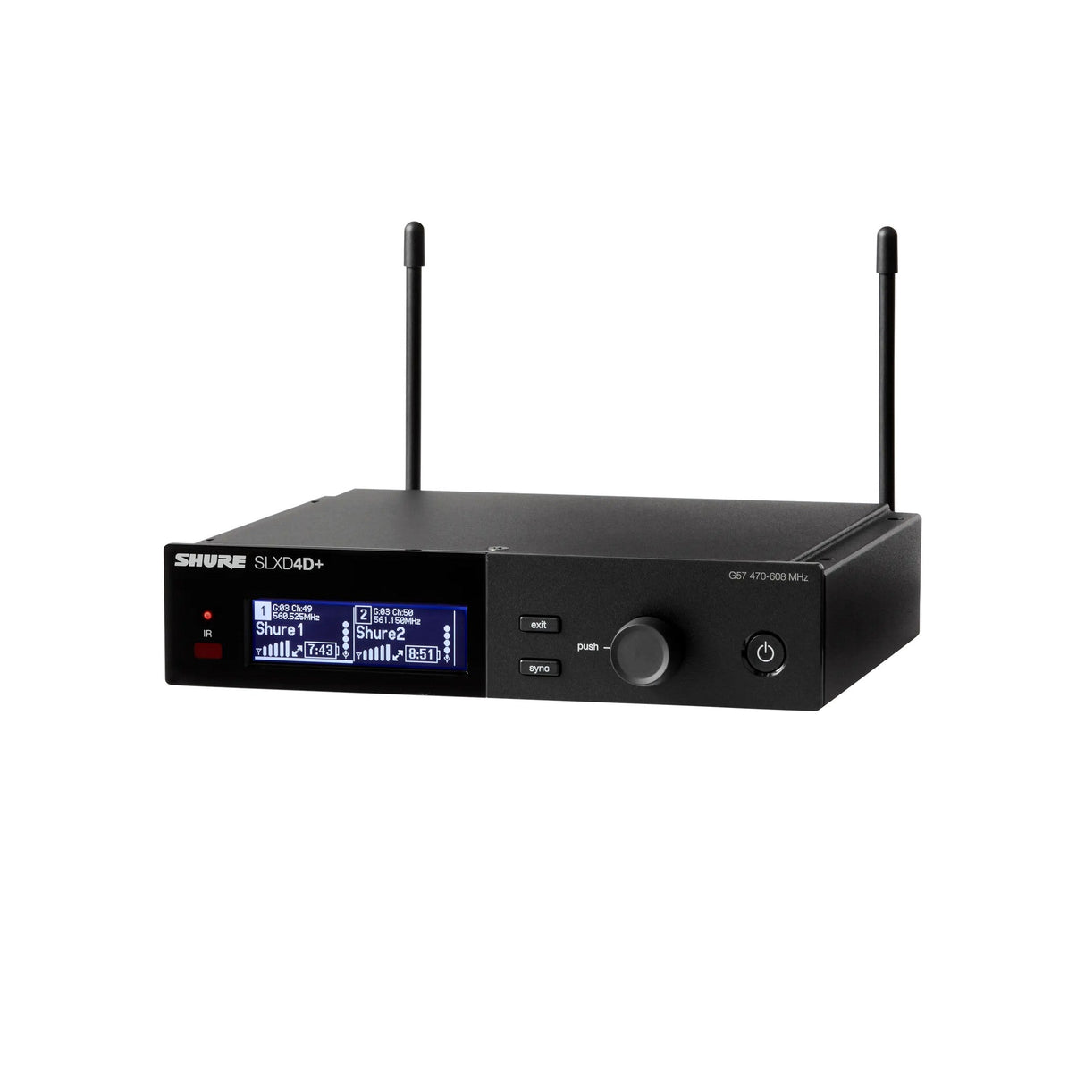Shure SLXD4D+TA TAA Compliant Dual-Channel Digital Wireless Rackmount Receiver, G57 470-608 MHz