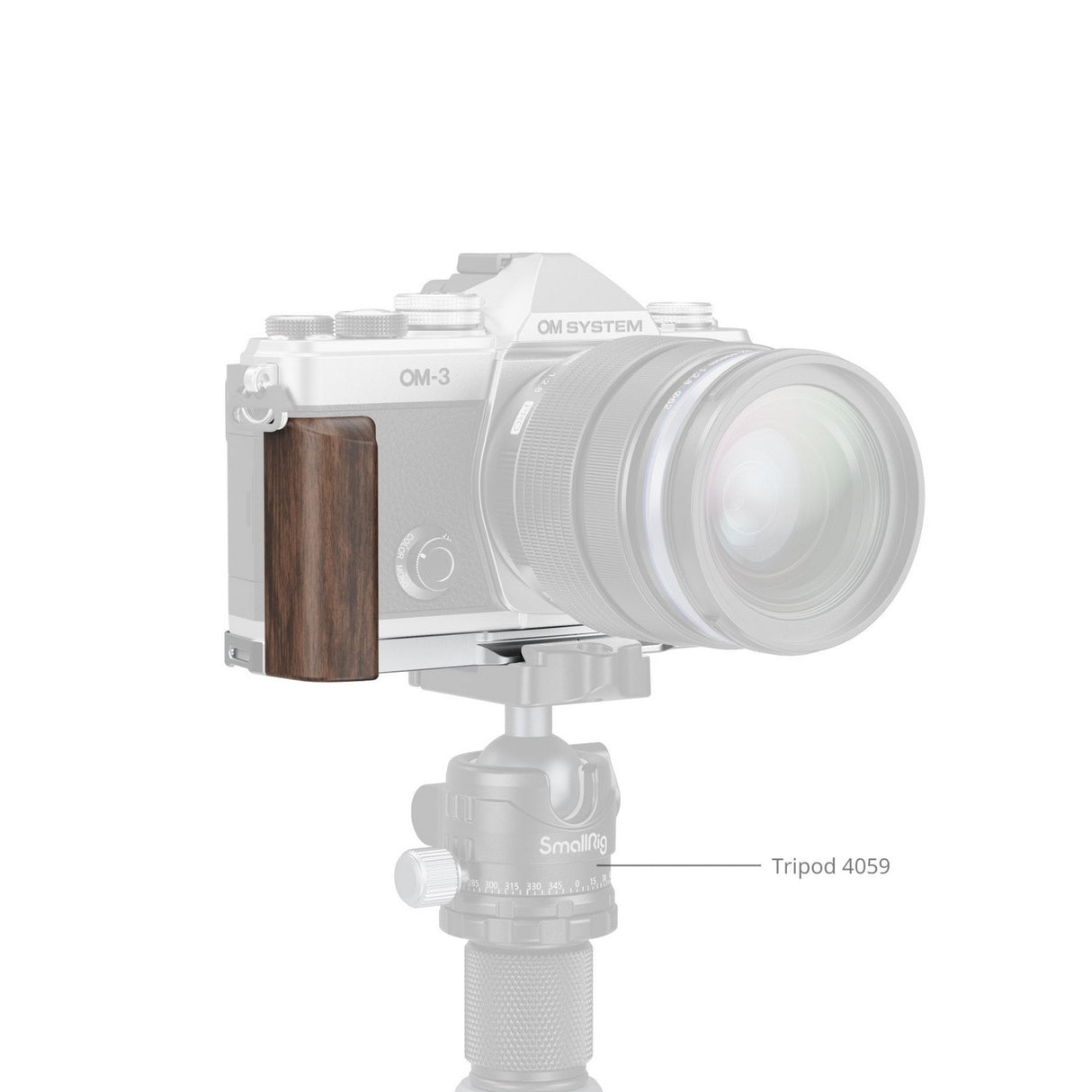 SmallRig 5563 L-Shaped Mount Plate with Wooden Handle for OM SYSTEM OM-3