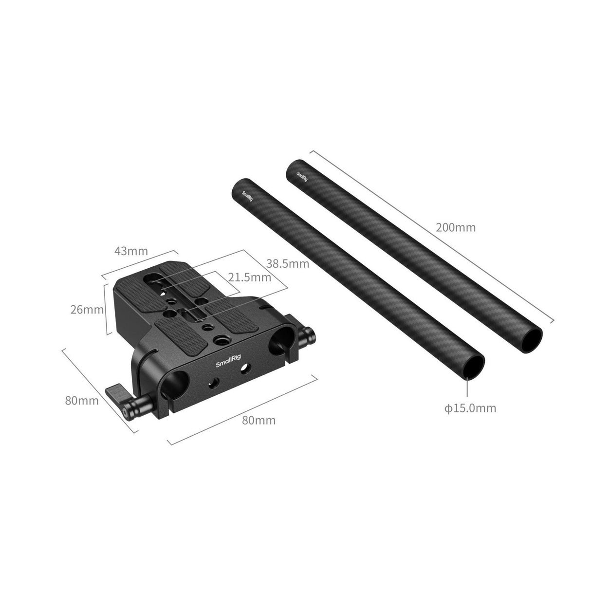 SmallRig 5609 Bottom Mount Plate with Dual 15mm Rod Clamp