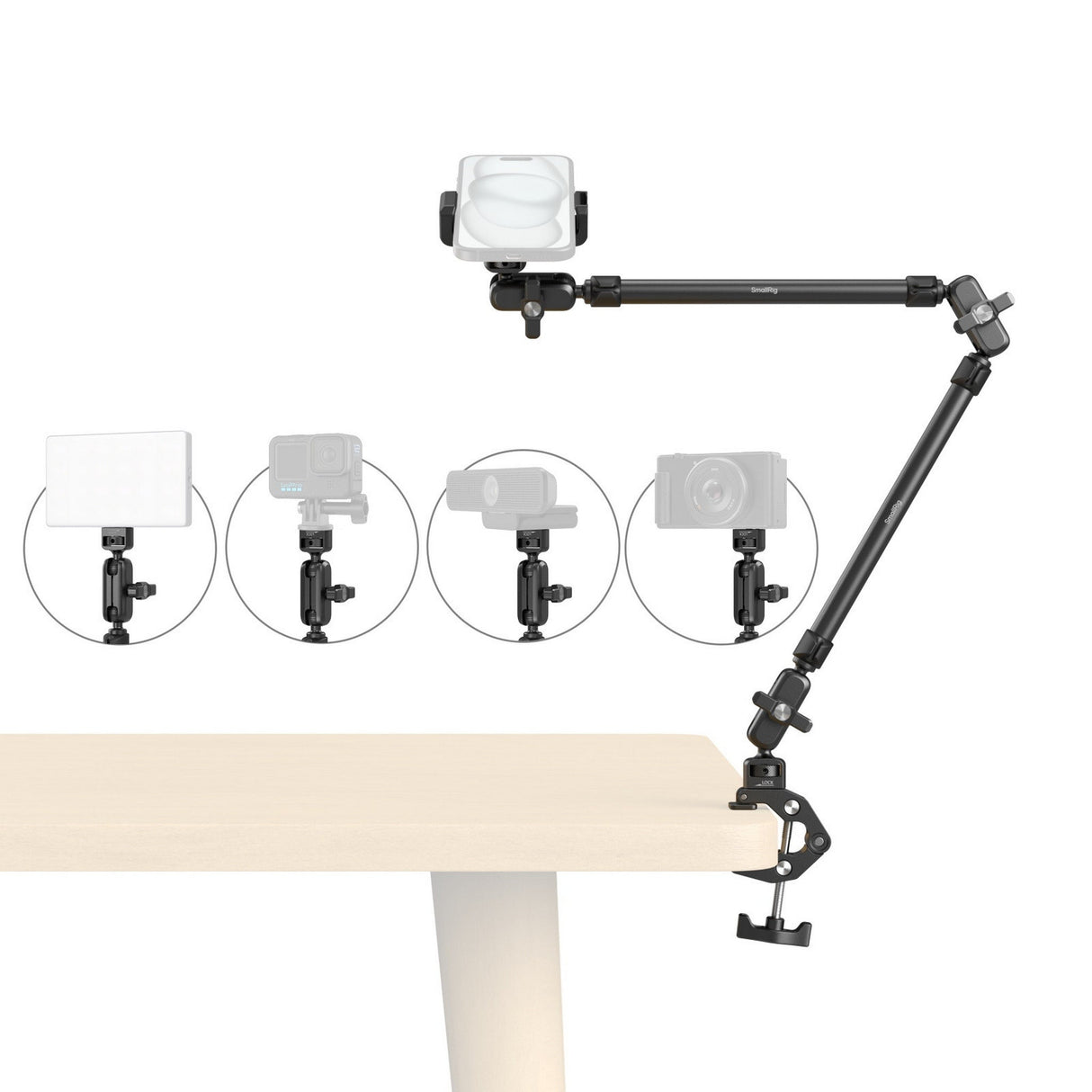 SmallRig 5625 Desktop Magic Arm with Crab-Shaped Clamp Kit