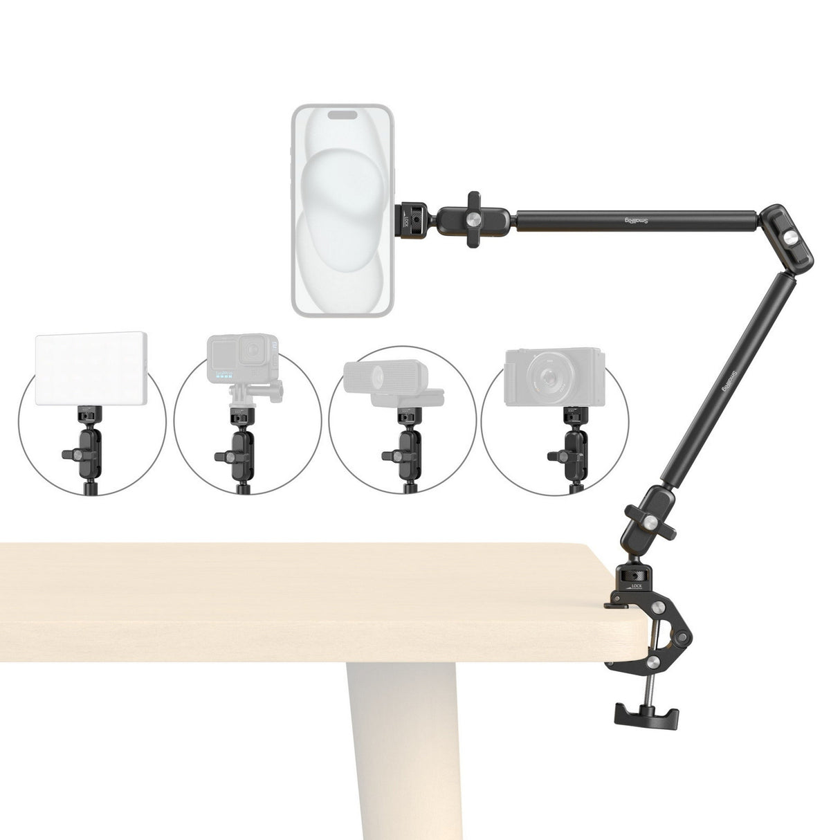 SmallRig 5626 Desktop Magic Arm with Crab-Shaped Clamp Kit Camera Mount
