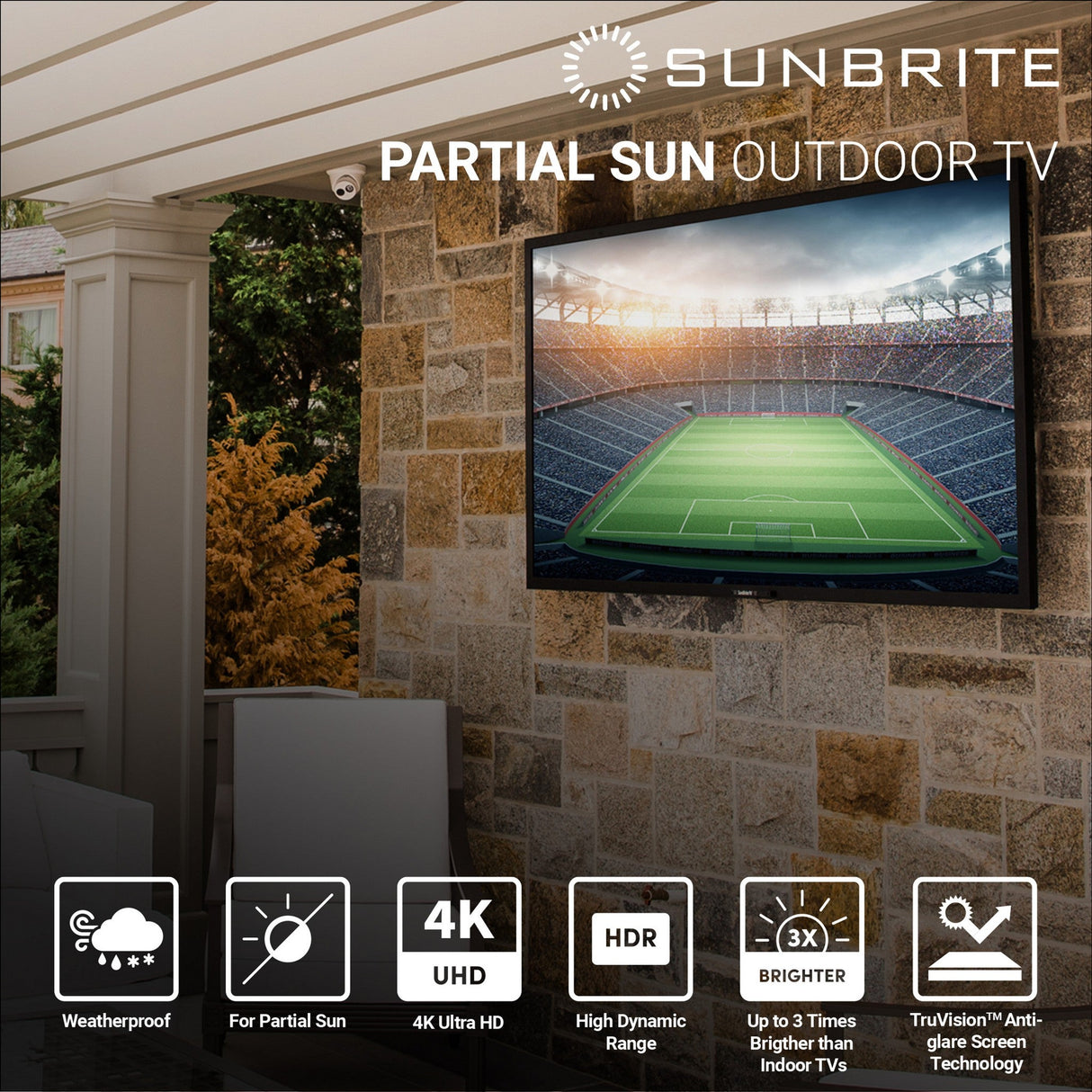 SunBrite SB-S2-65-4K-BL Signature 2 Series 65-Inch 4K Ultra HDR Partial Sun Outdoor TV Black