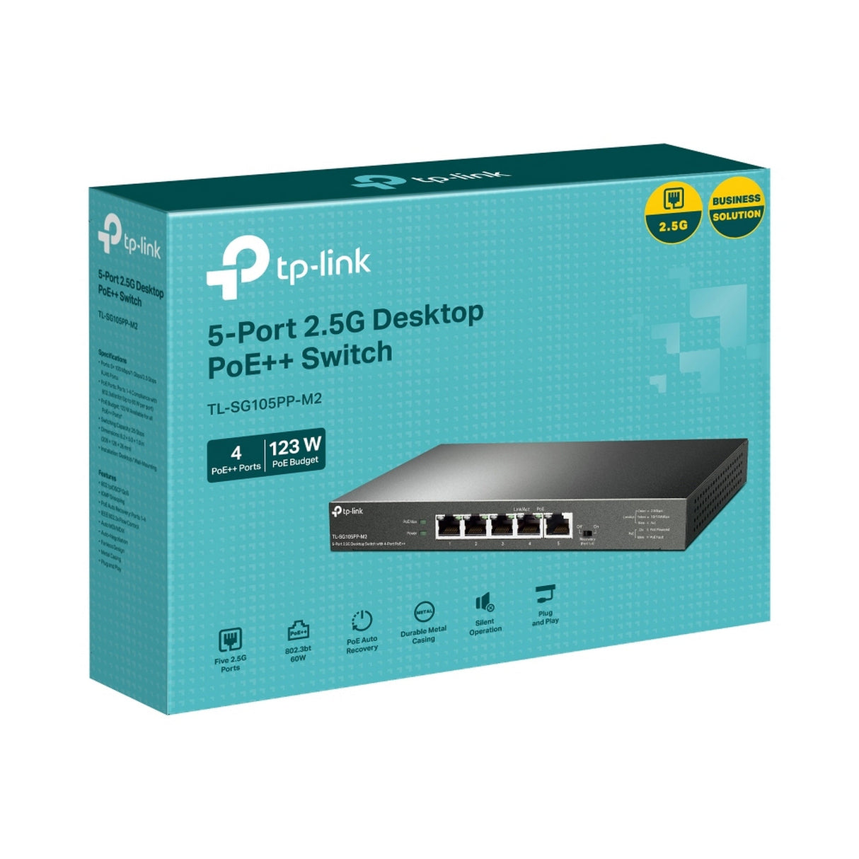 TP-Link TL-SG105PP-M2 5 Port 2.5G Desktop PoE Plus Plus Switch