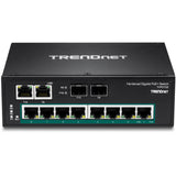 TRENDnet TI-PG102 10-Port Industrial Gigabit PoE+ DIN-Rail Switch