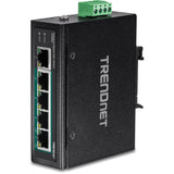 TRENDnet TI-PG50 5-Port Industrial Gigabit PoE+ DIN-Rail Switch