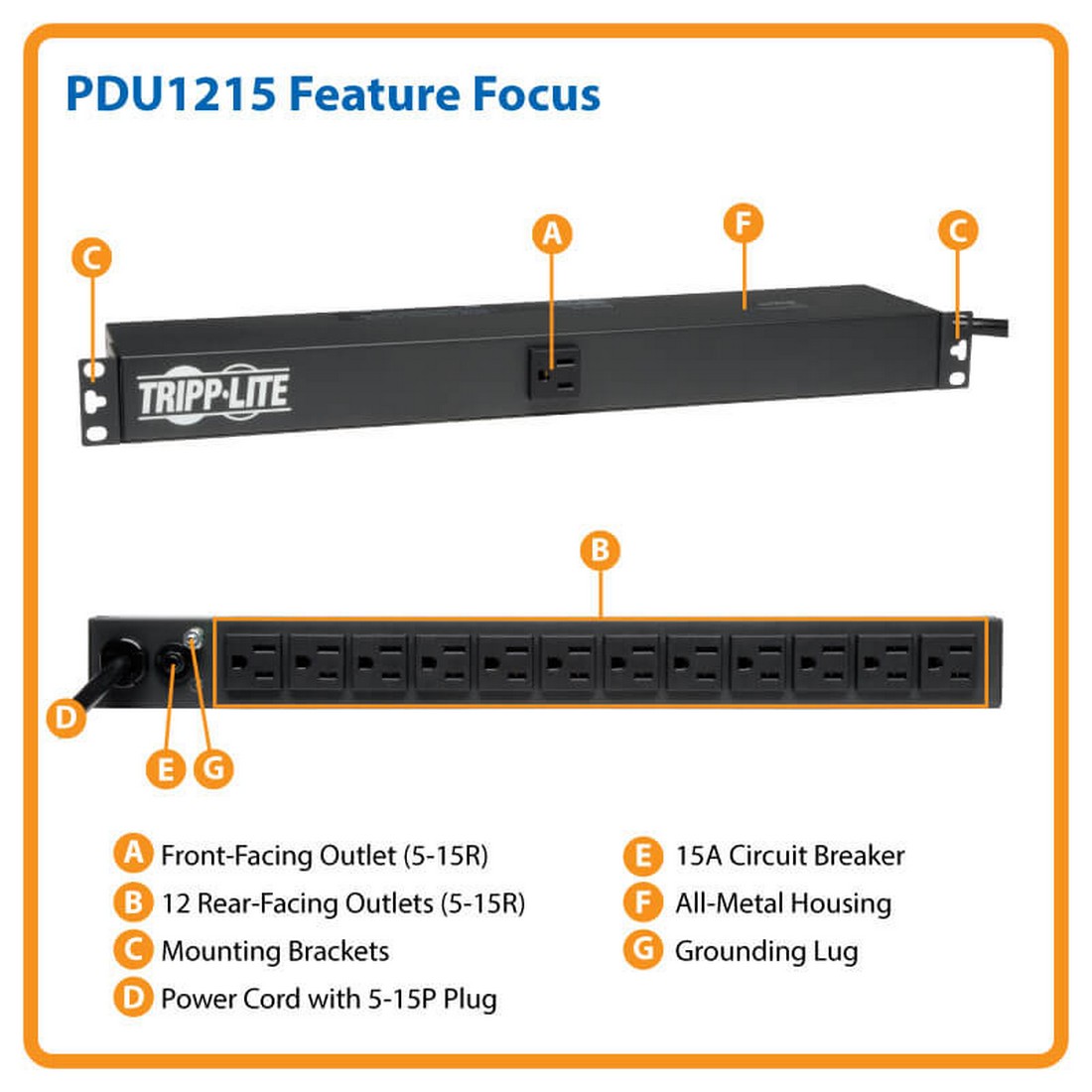 Tripp Lite PDU1215 1.8kW 120V Single Phase Basic PDU, 13 NEMA 5-15R Outlets