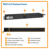 Tripp Lite PDU1215 1.8kW 120V Single Phase Basic PDU, 13 NEMA 5-15R Outlets