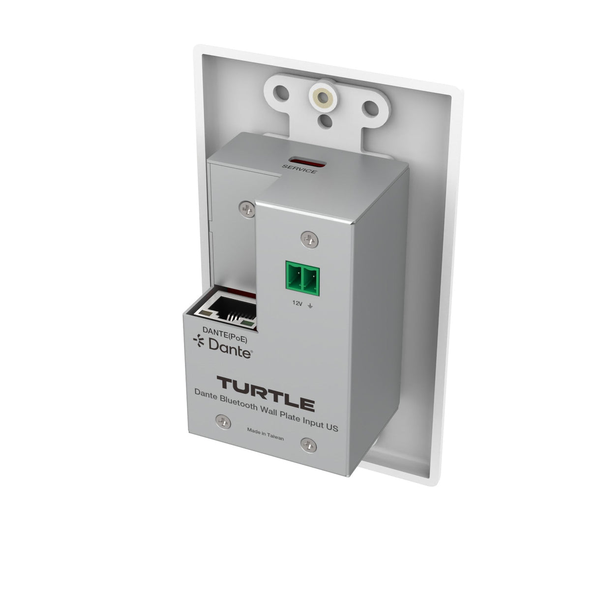Turtle AV BTWP-US Dante Bluetooth Wallplate 1-Gang Decora White