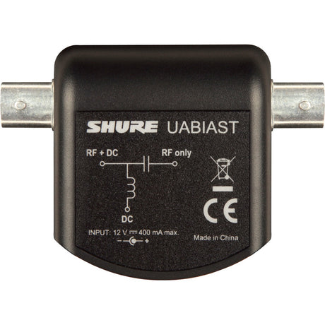 Shure UABiast-US | In-line adapter. Supplies 12V DC bias power over coaxial BNC cable, includes PS23US