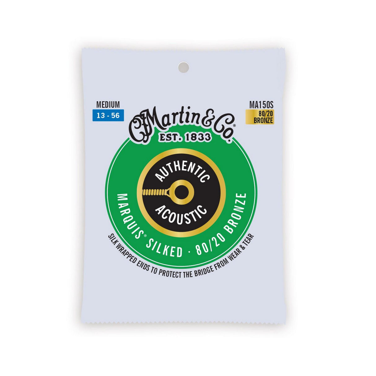 Martin MA150S Acoustic Marquis Silked Guitar String, 80/20 Medium