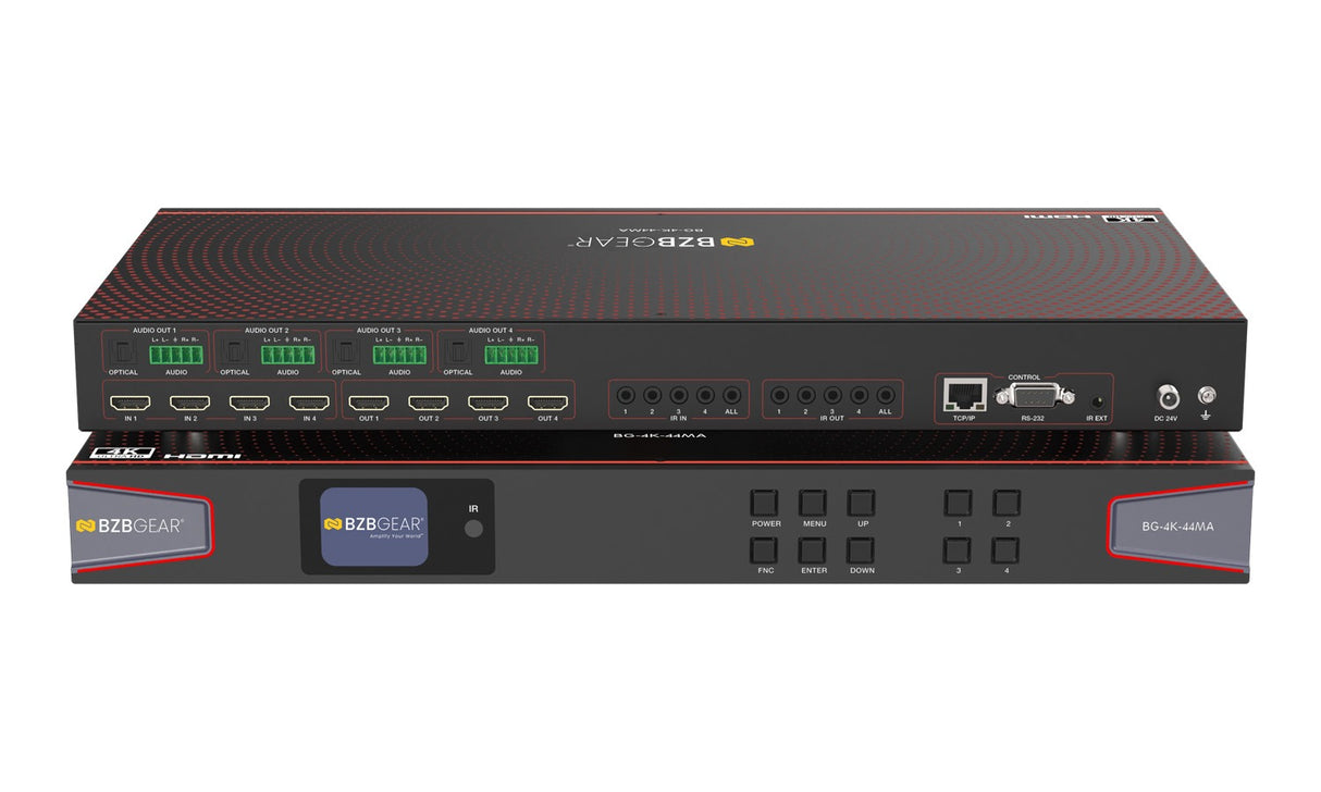 BZBGEAR BG-4K-44MA 4x4 HDMI 2.0 Matrix Switcher with Audio De-Embedding