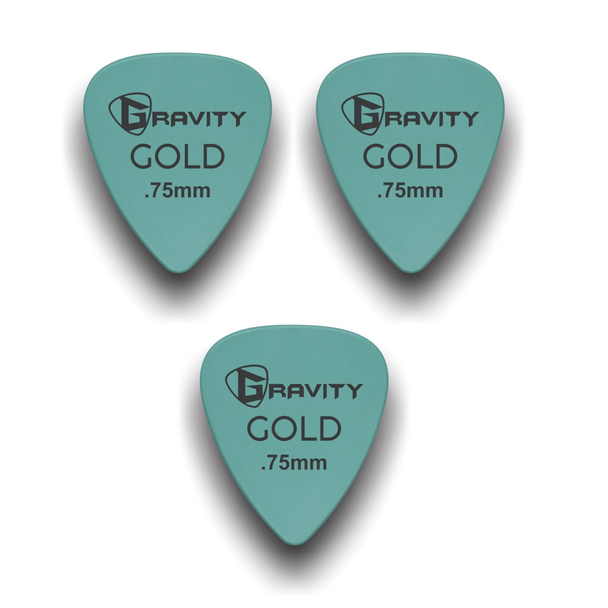 Gravity Picks GP75SF-3pk Colored Gold Series Picks, Traditional 351, 0.75mm, Sea Foam, 3-Pack