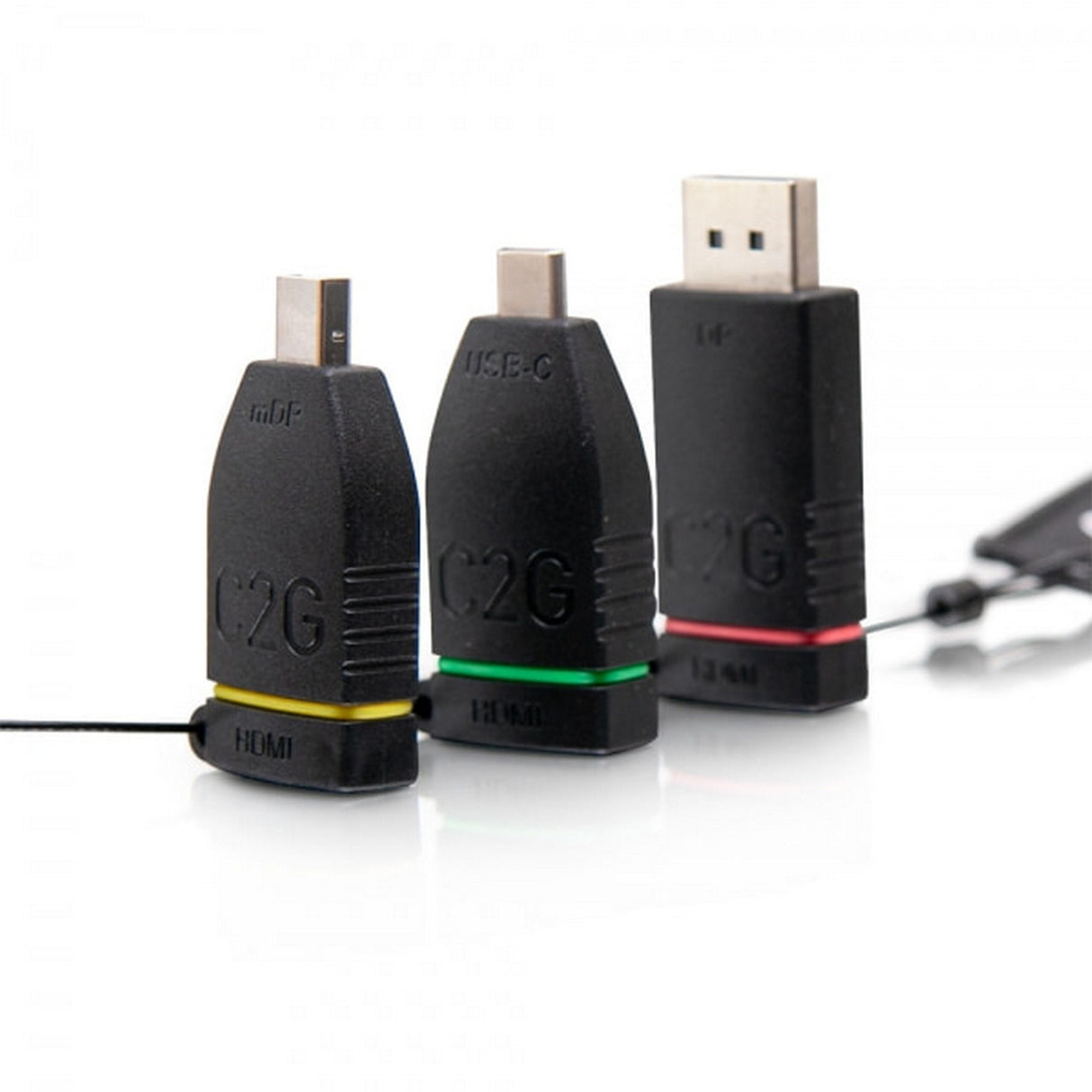 C2G 29880 Retractable Table Box Mount 4K HDMI Adapter Ring with Color Coded Mini DisplayPort DisplayPort and USB-C